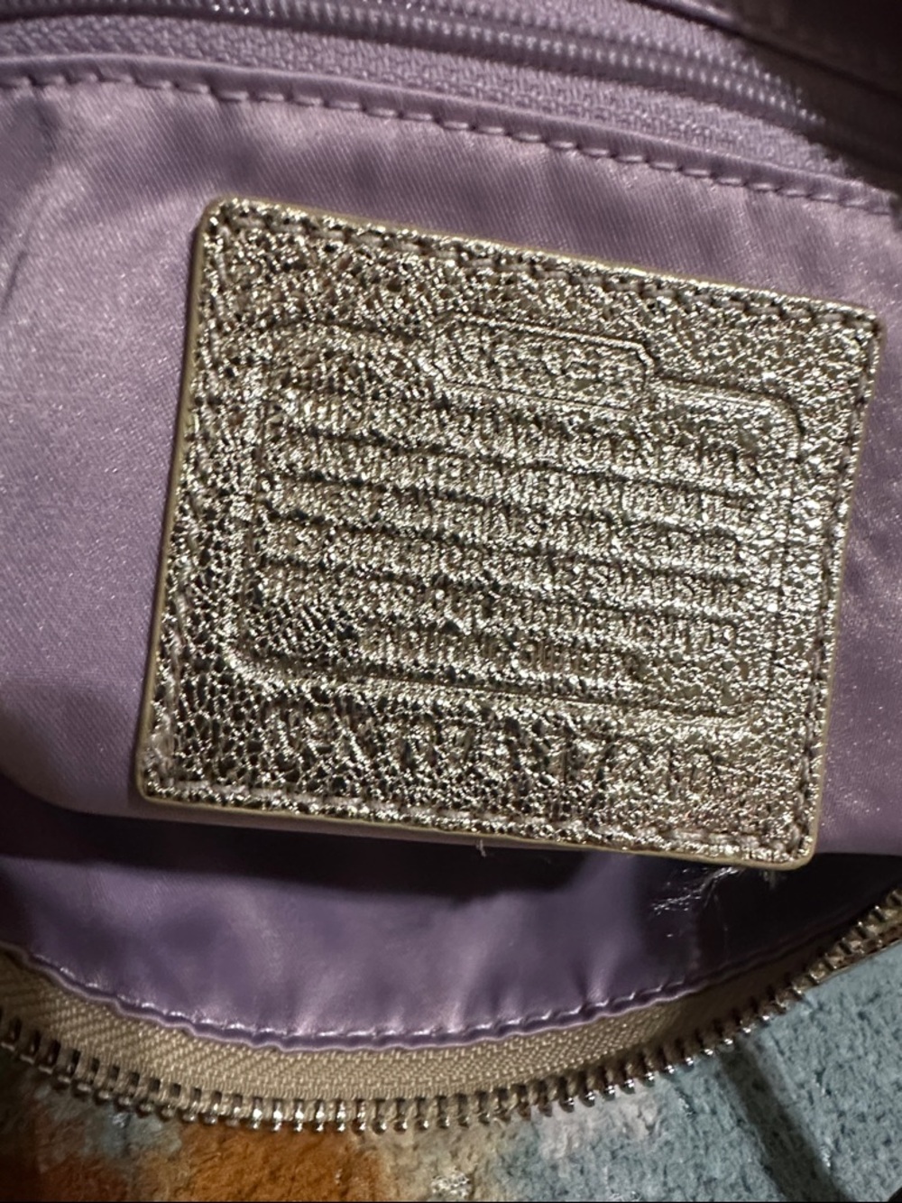 COACH Metallic Beige & Lilac Plaid Signature Shoulder Bag - Picture 14 of 16